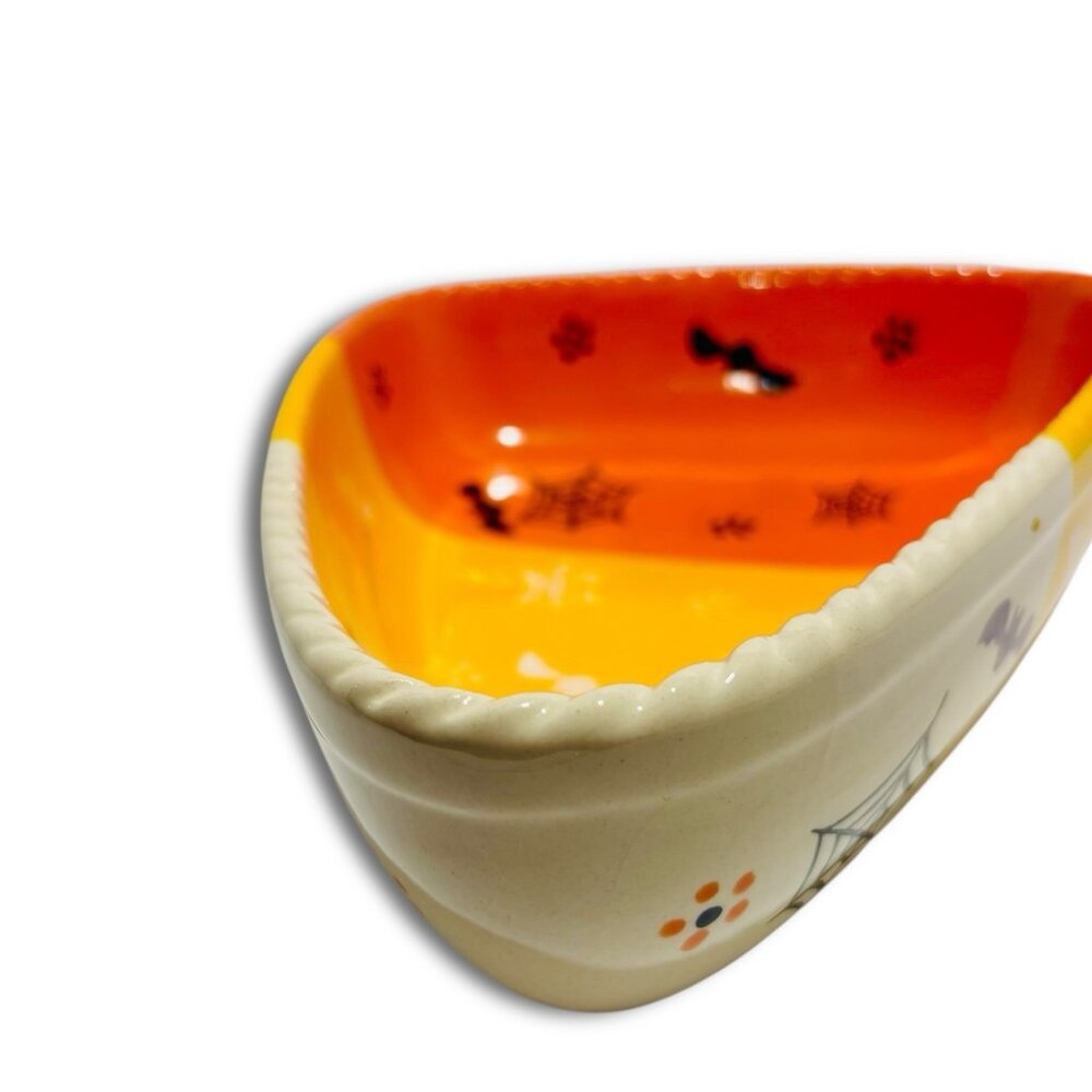 Temp-tations Boo-fetti Collection 16" Ceramic Candy Corn Dish Platter Tray RARE! - Picture 7 of 8